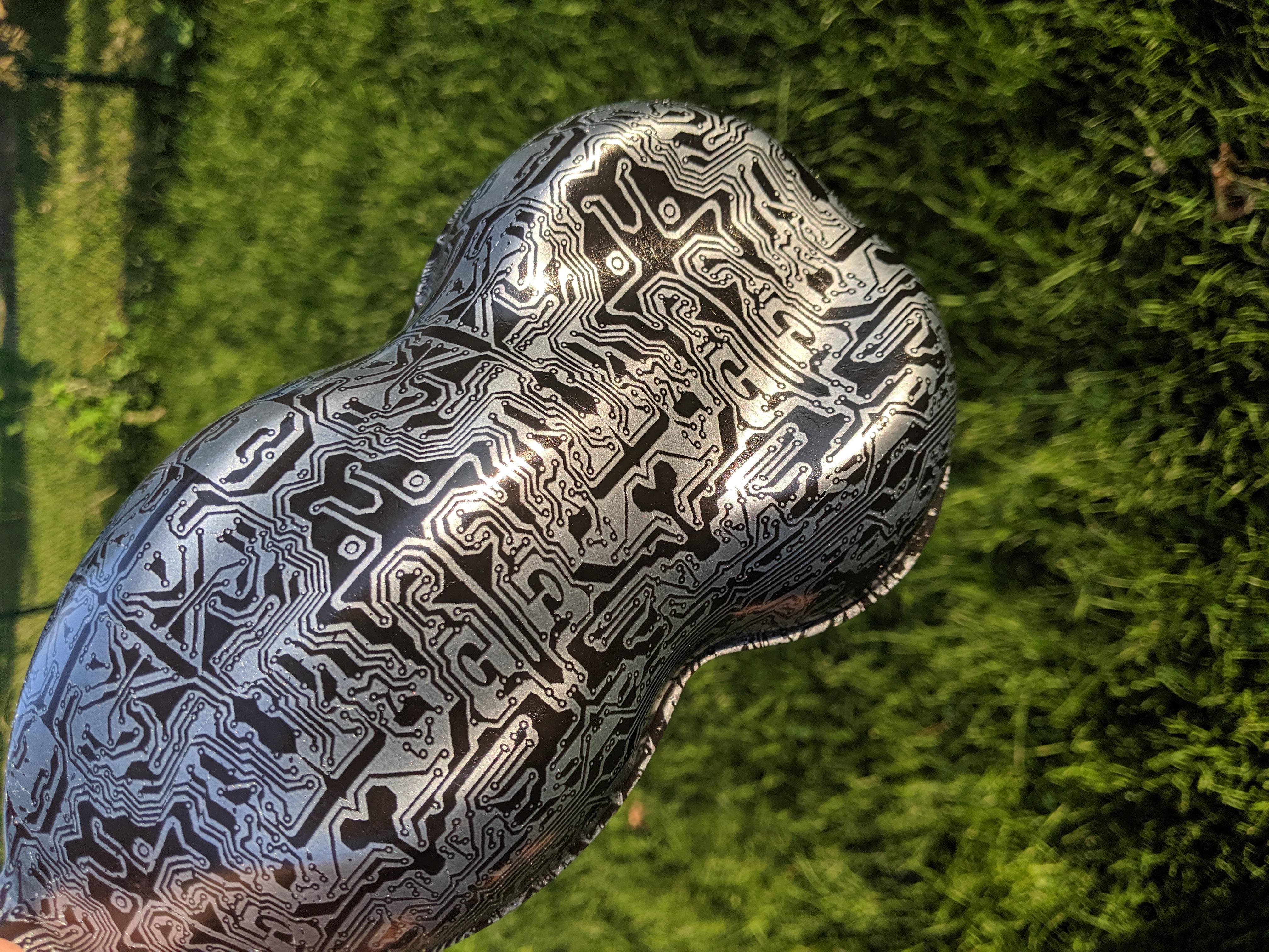 Custom black and white pattern detail on a game controller